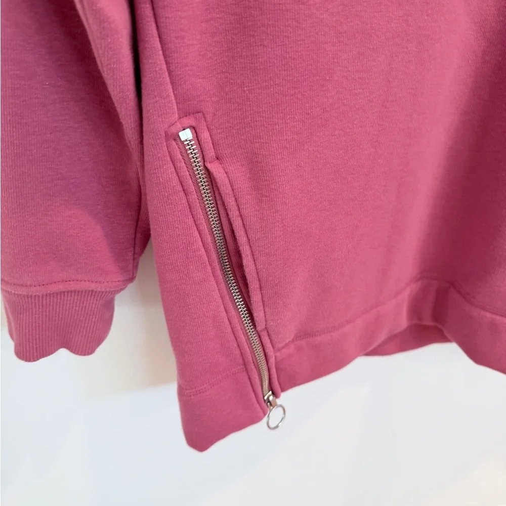 Athleta Cozy Karma Side Zip Funnel Neck Pullover Sweatshirt in Pink, Size MT - Picture 6 of 9